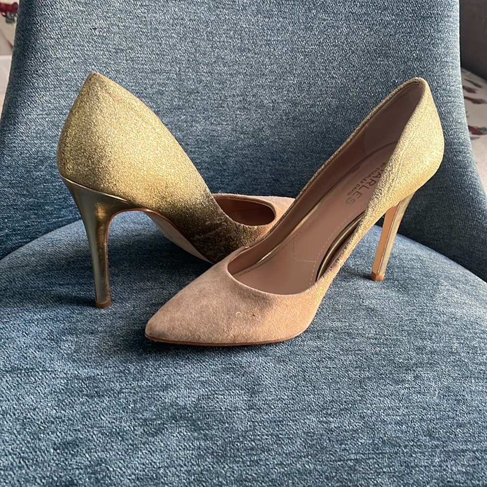 Sparkly neutral heels